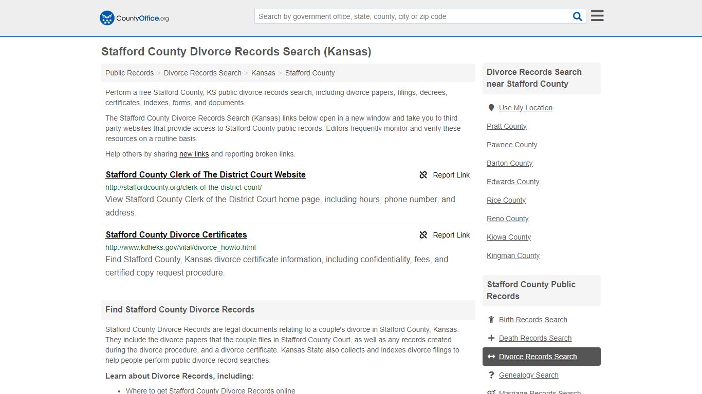 Divorce Records Search - Stafford County, KS (Divorce Certificates ...